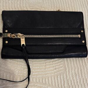 Milly Black Leather Clutch / Crossbody Bag